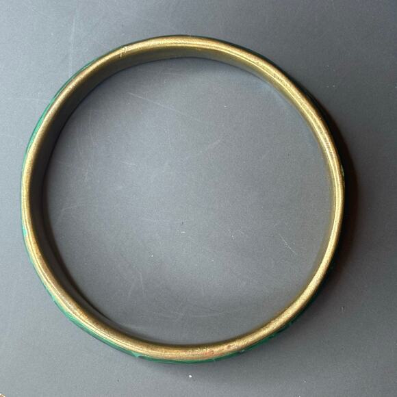 Large Malachite Bangle Bracelet Malachite Bracelet Malachite Inlay 8.75 - Picture 3 of 3